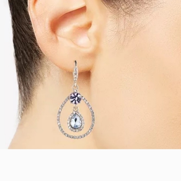 Givenchy Pavé & Pear-Shape Crystal Orbital Drop Earrings NWT - Picture 6 of 6